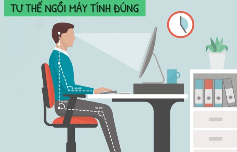 Tư thế ngồi máy tính hợp lý